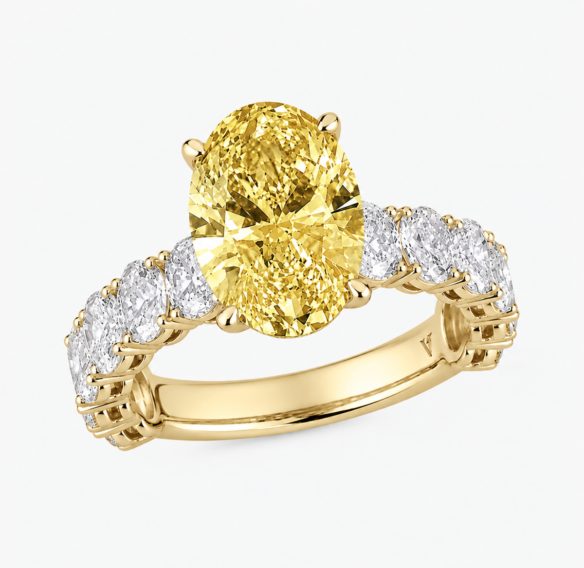 Oval Cut Yellow Diamond Engagement Ring Yellow Gold