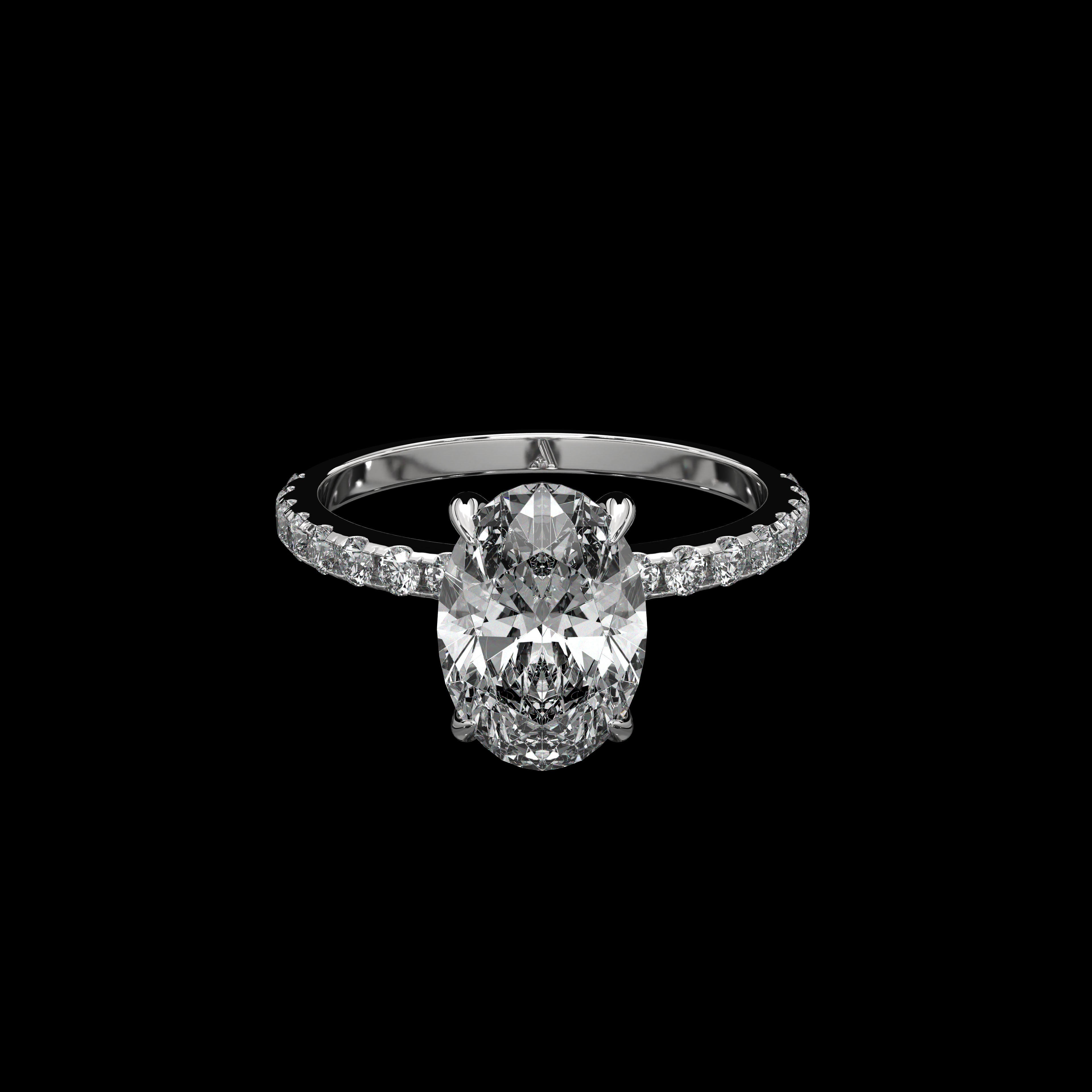 Oval hidded halo Ring with Pave