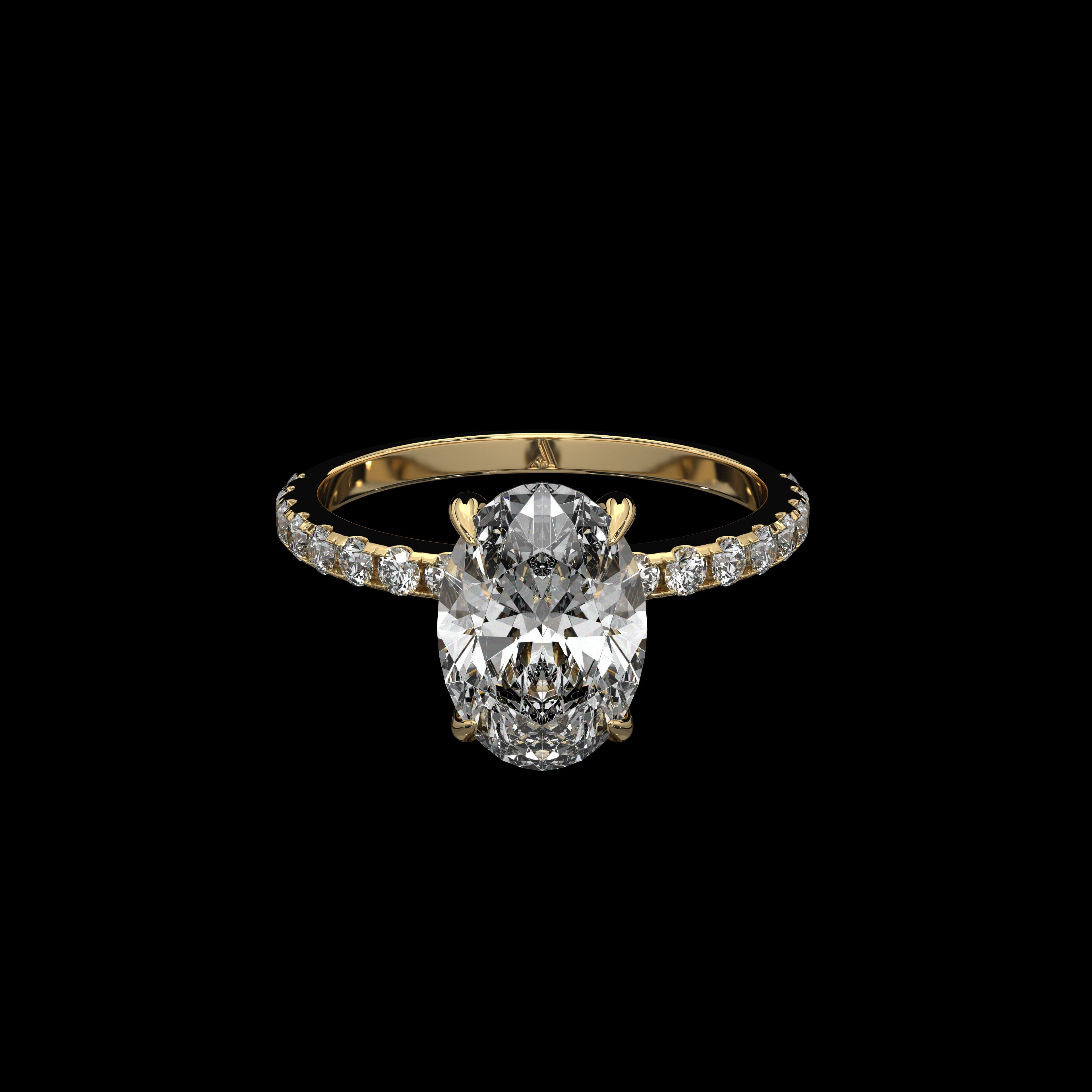 Oval hidded halo Ring with Pave