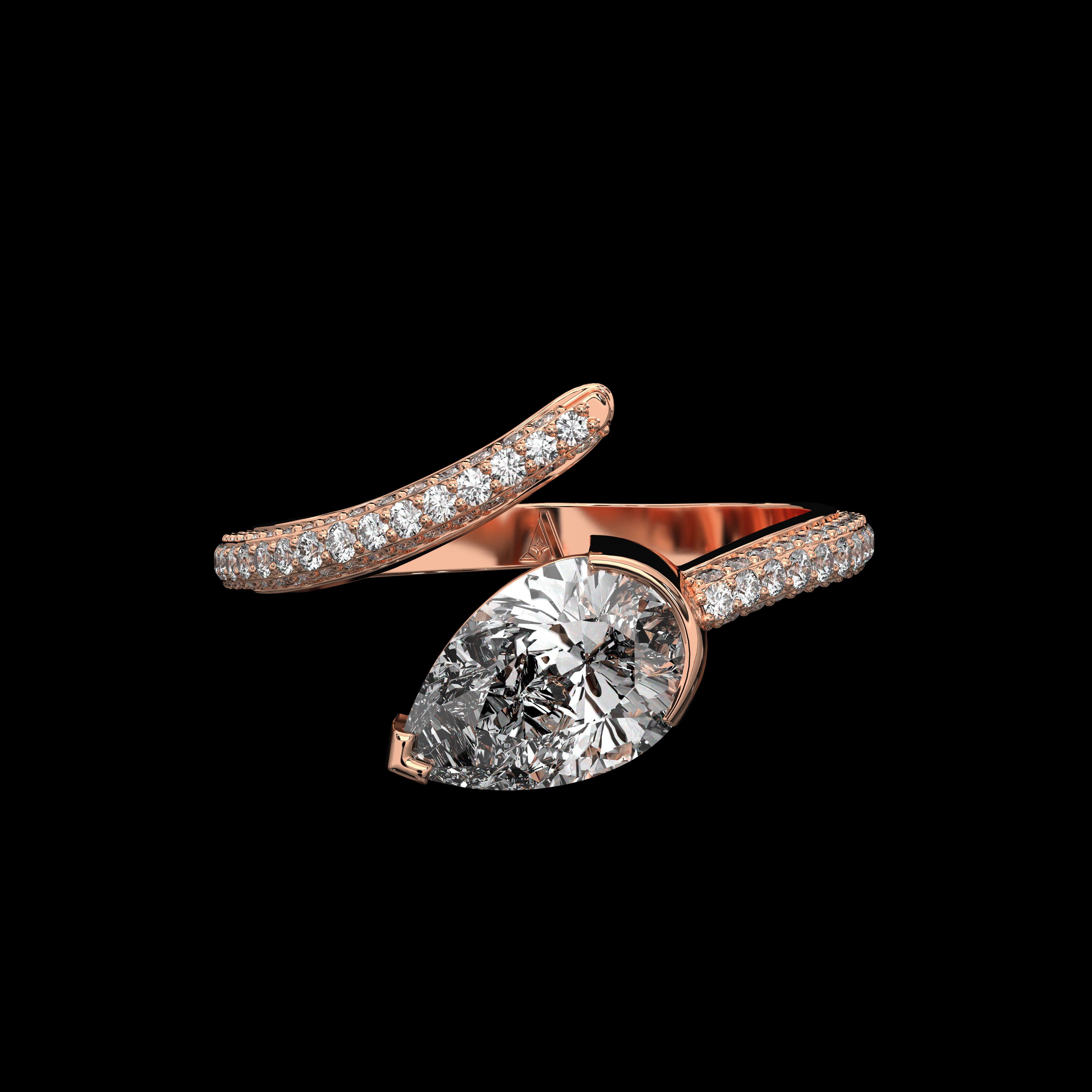 Pear Diamond Snake Pinky Ring