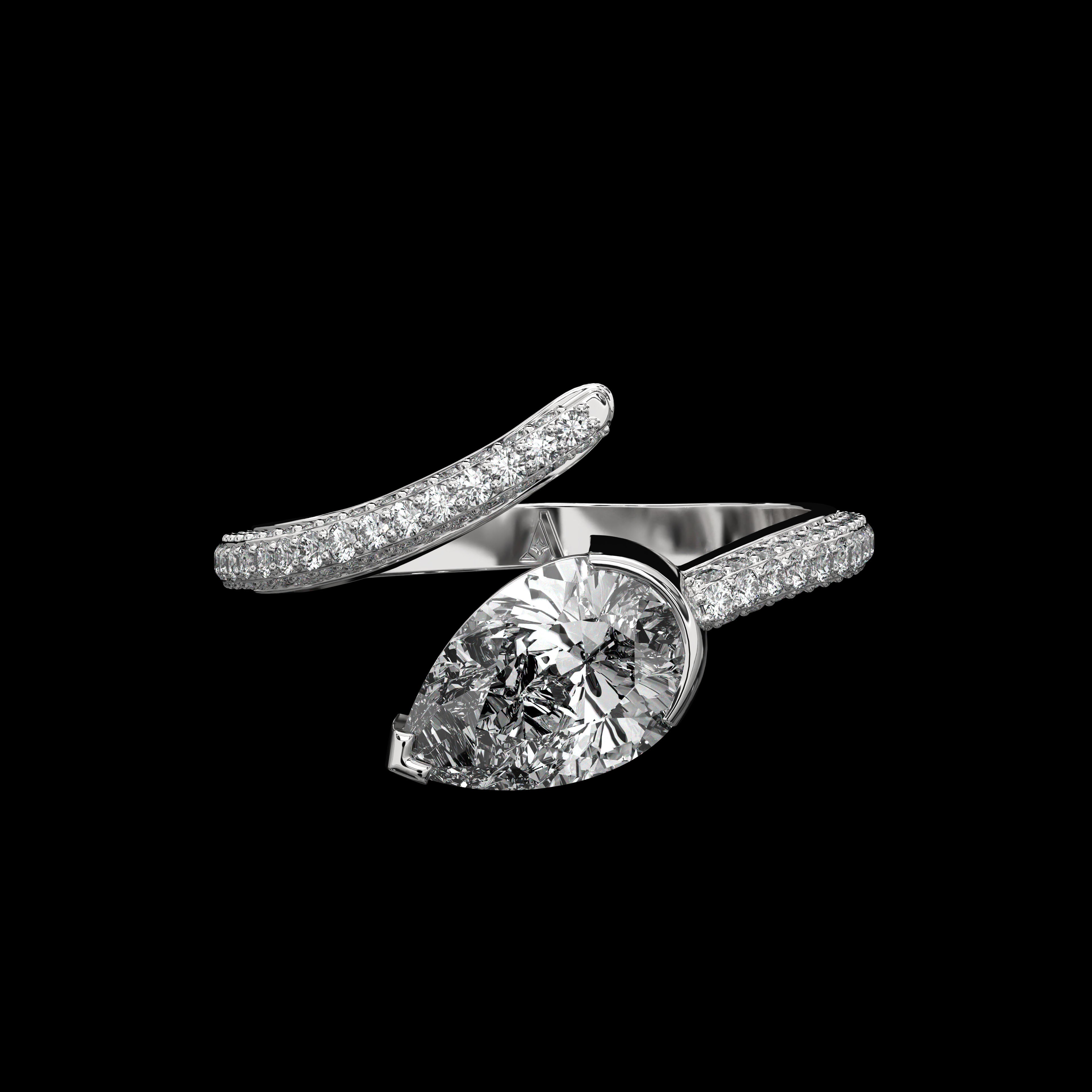 Pear Diamond Snake Pinky Ring