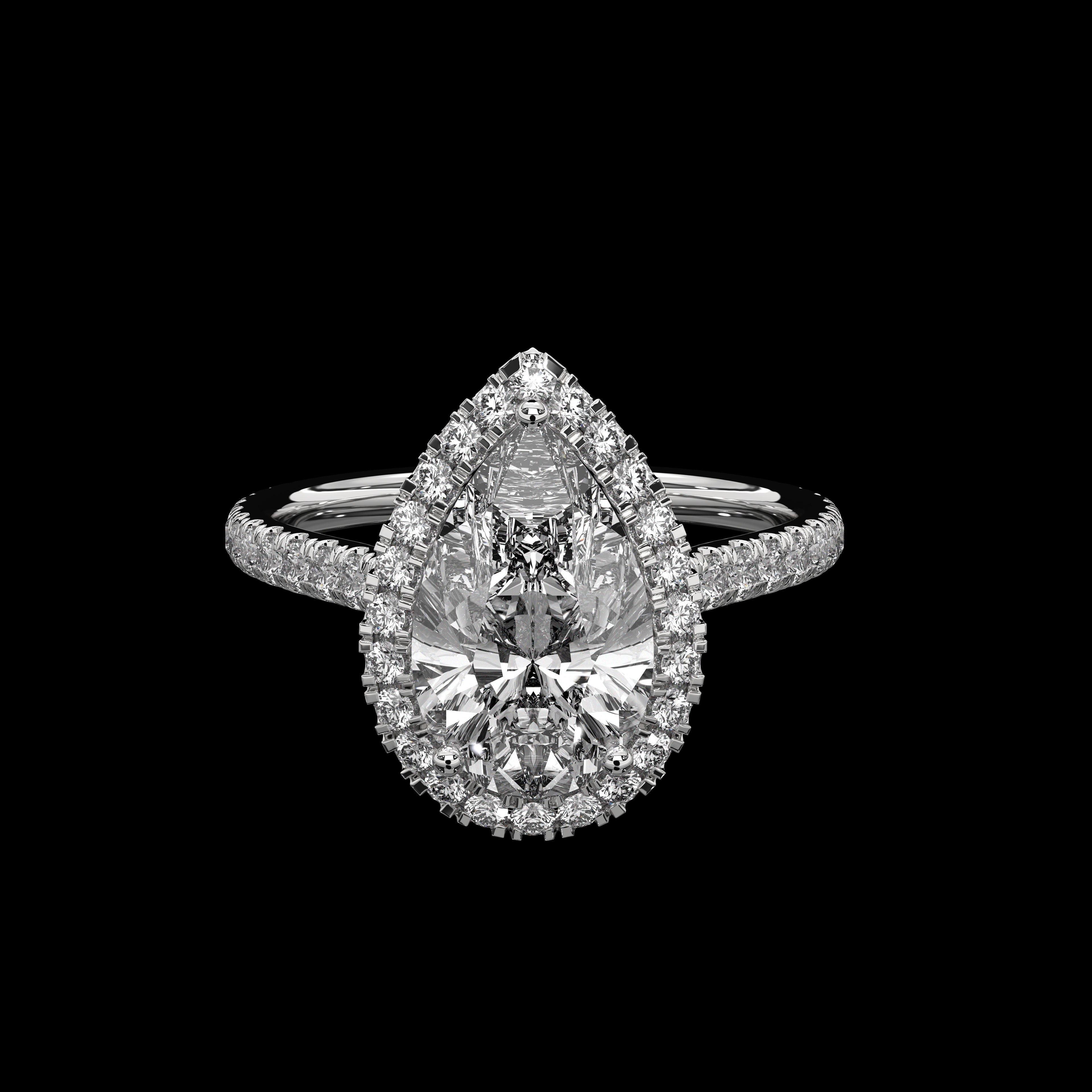 Pear Halo Ring with Pave