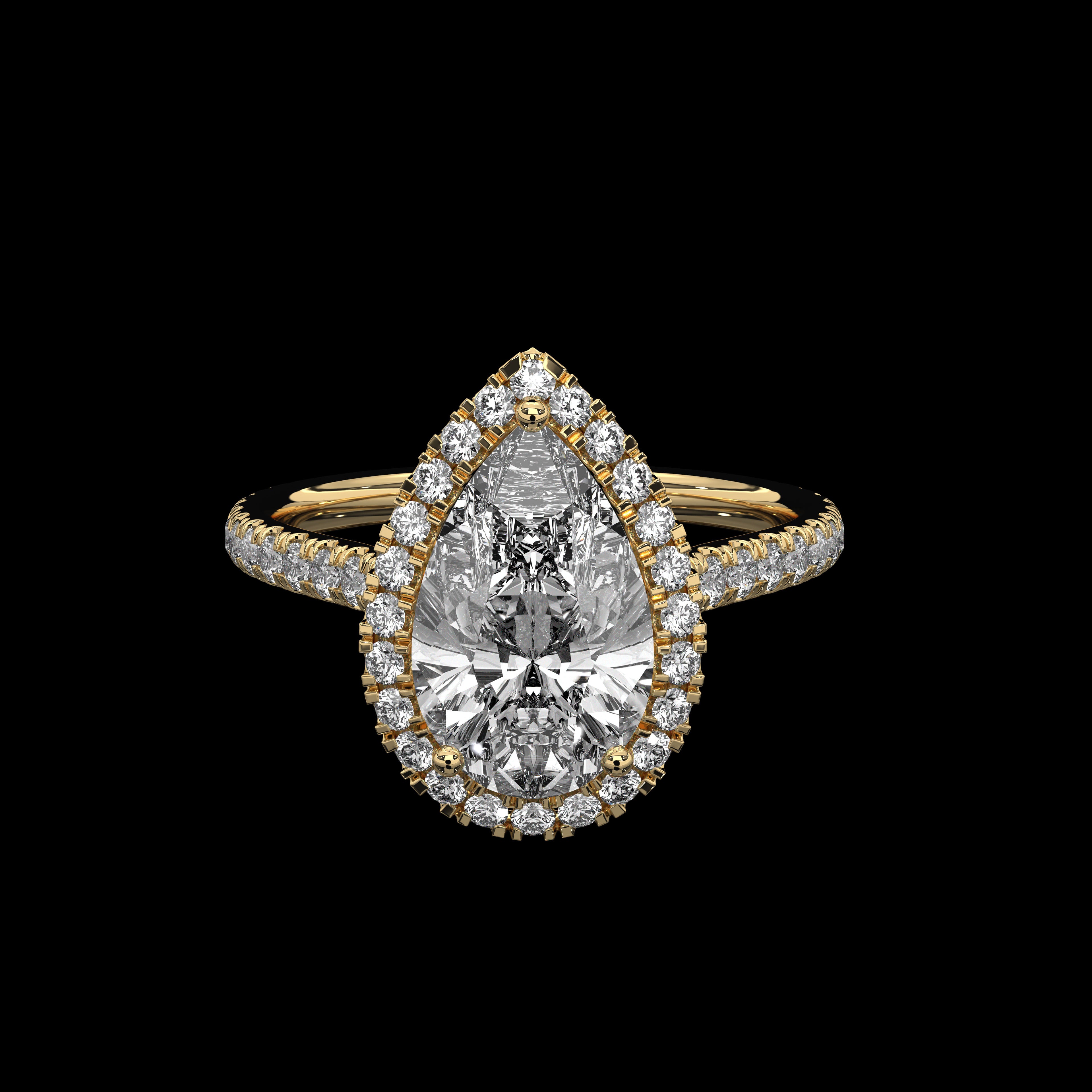 Pear Halo Ring with Pave