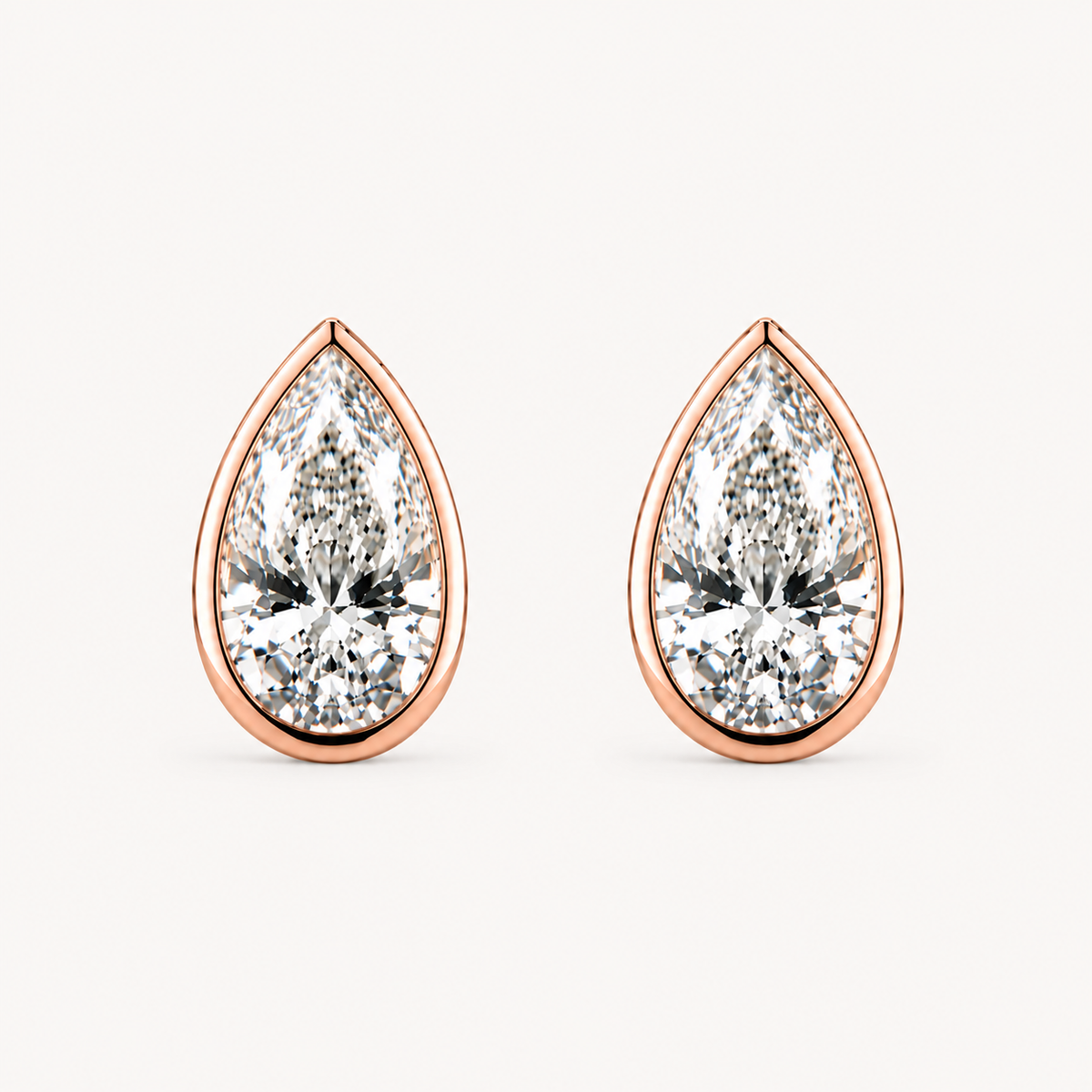 Pear Cut Bezel Studs 18k Rose Gold
