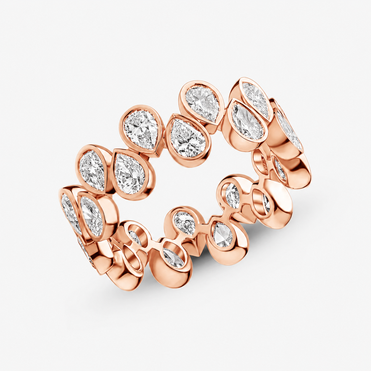 Pear Cut Diamond Bezel Eternity 18k Rose Gold Astrea London