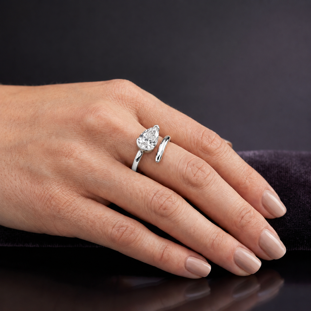 Pear Cut Diamond Ring 18k Platinum Astrea London