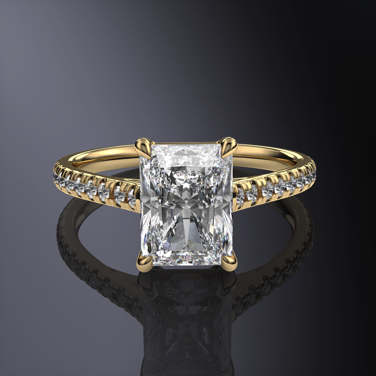 Bague Radiant en or blanc avec pavé — vue 10