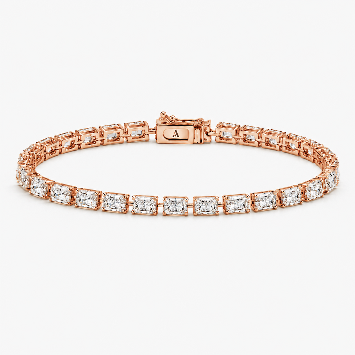 Radiant Cut Tennis Bracelet (East/West) 2 18k rose gold