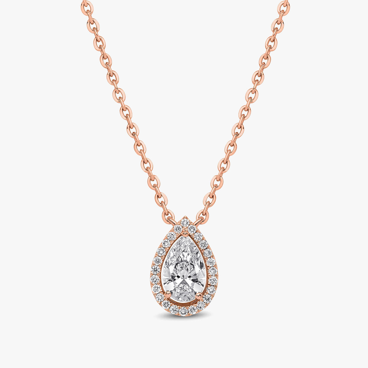Round Brilliant Cut Halo Pendant Rose Gold 119