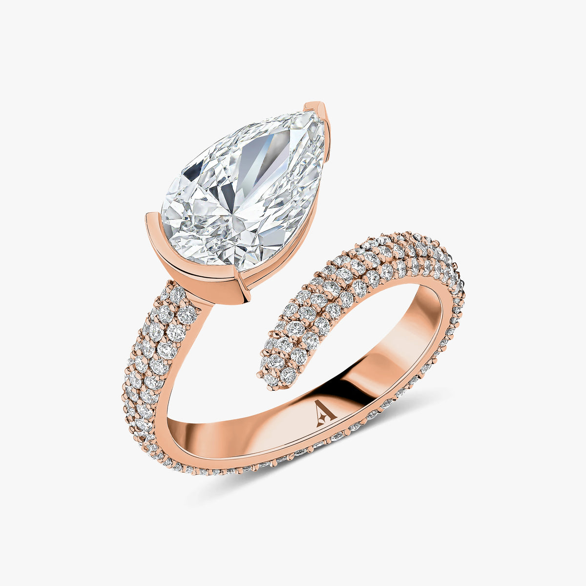 Pear Cut Diamond Pavé Ring Rose Gold 87