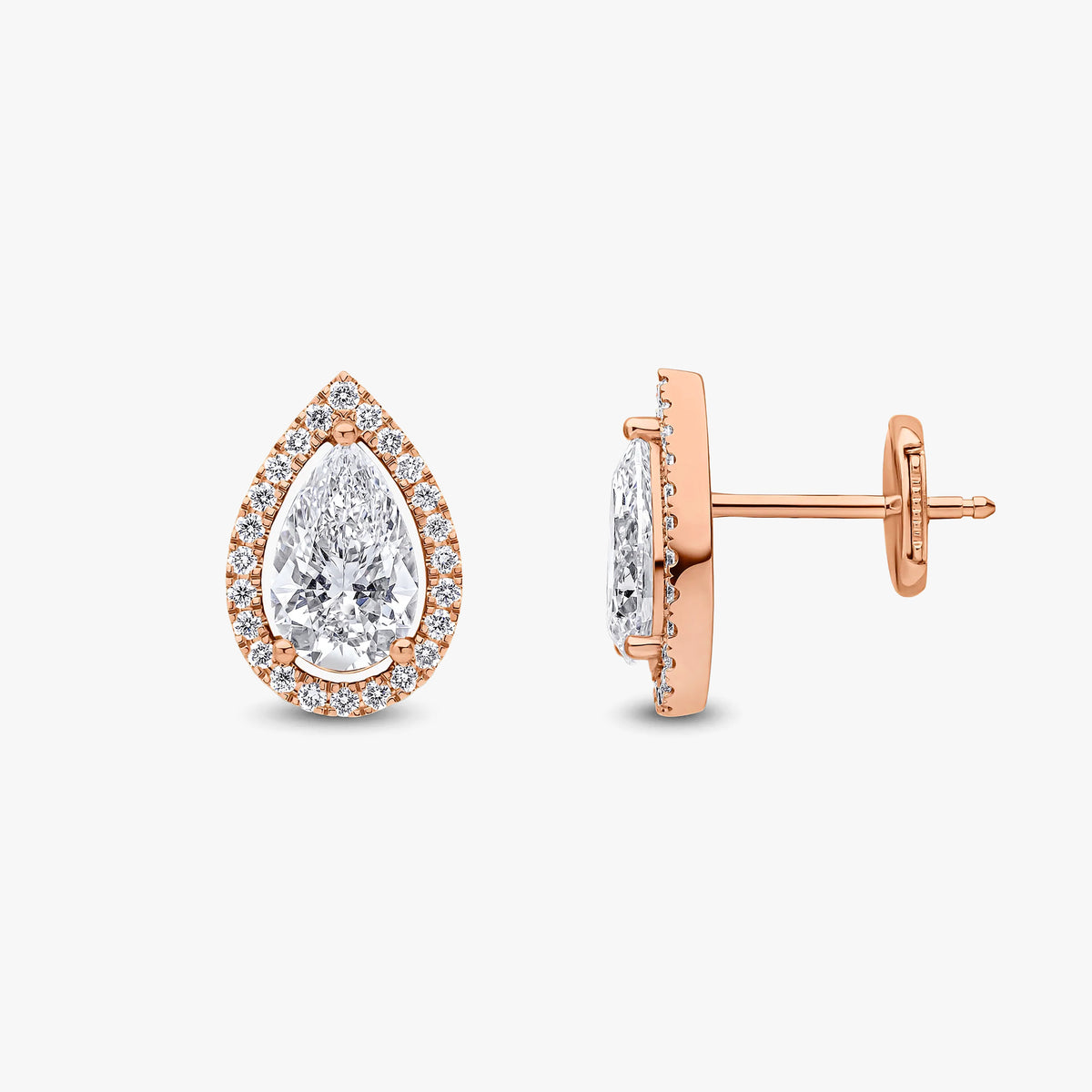 Pear Cut Halo Studs 100