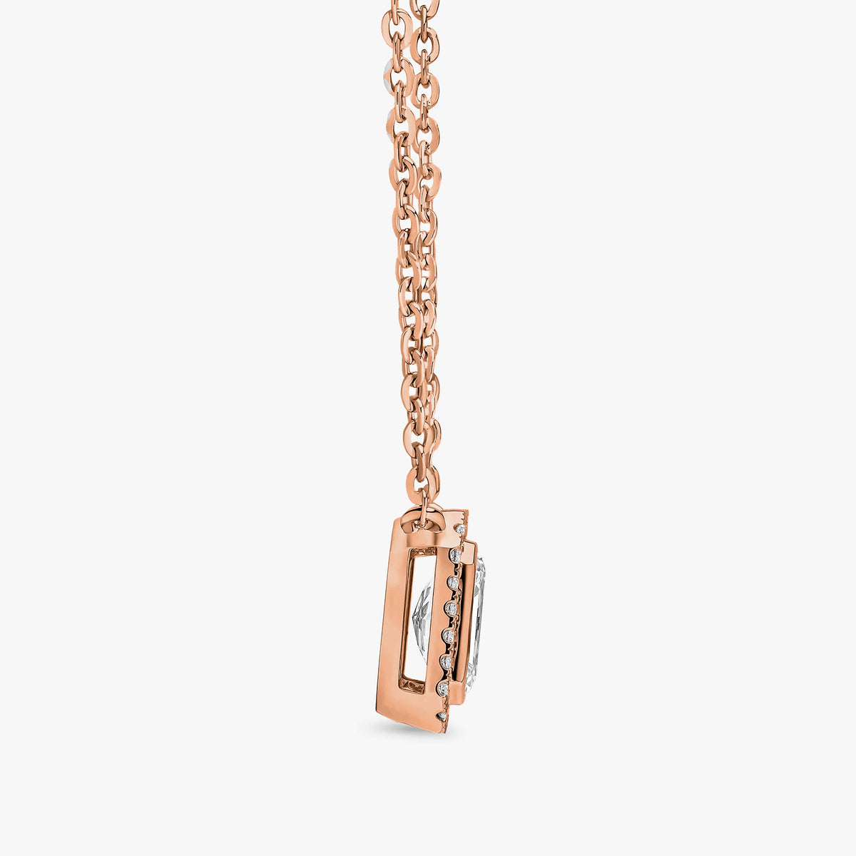 Radiant Cut Halo Pendant Rose Gold 115
