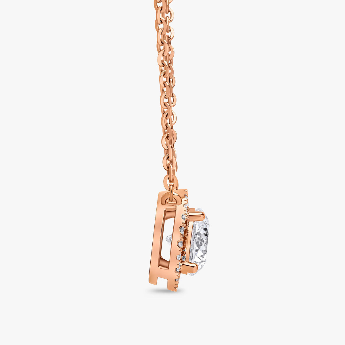 Round Brilliant Cut Halo Pendant Rose Gold 156