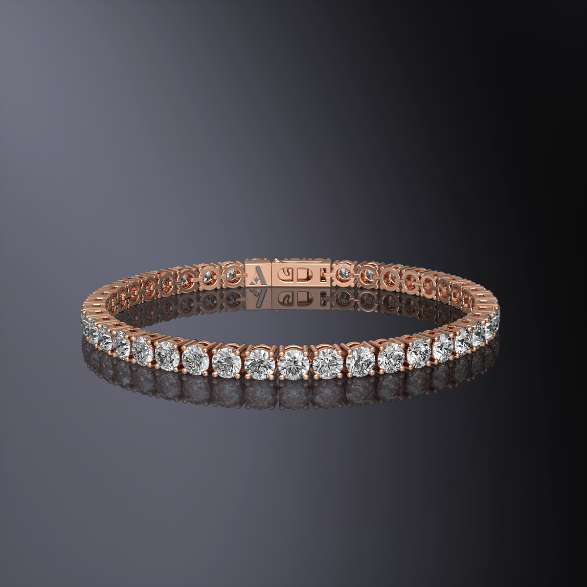 Bracelet tennis pour homme en diamant noir rond (rhodié noir) — vue 10