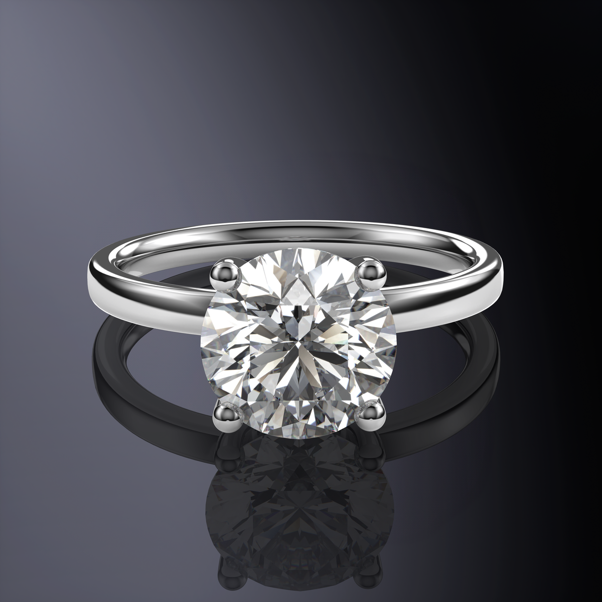 Bague Solitaire Ronde Blanche avec Halo Caché — vue 10