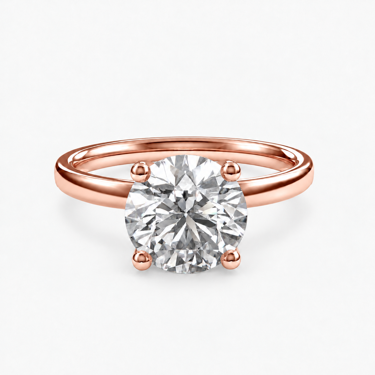 Round Solitaire Ring with Hidden Halo 18k Rose Gold