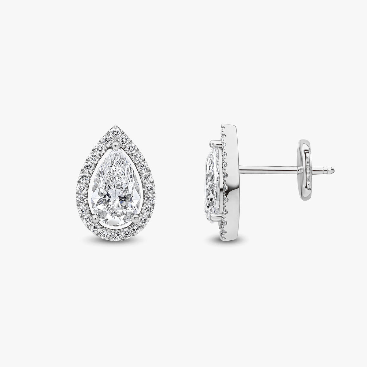 Pear Cut Halo Studs 150