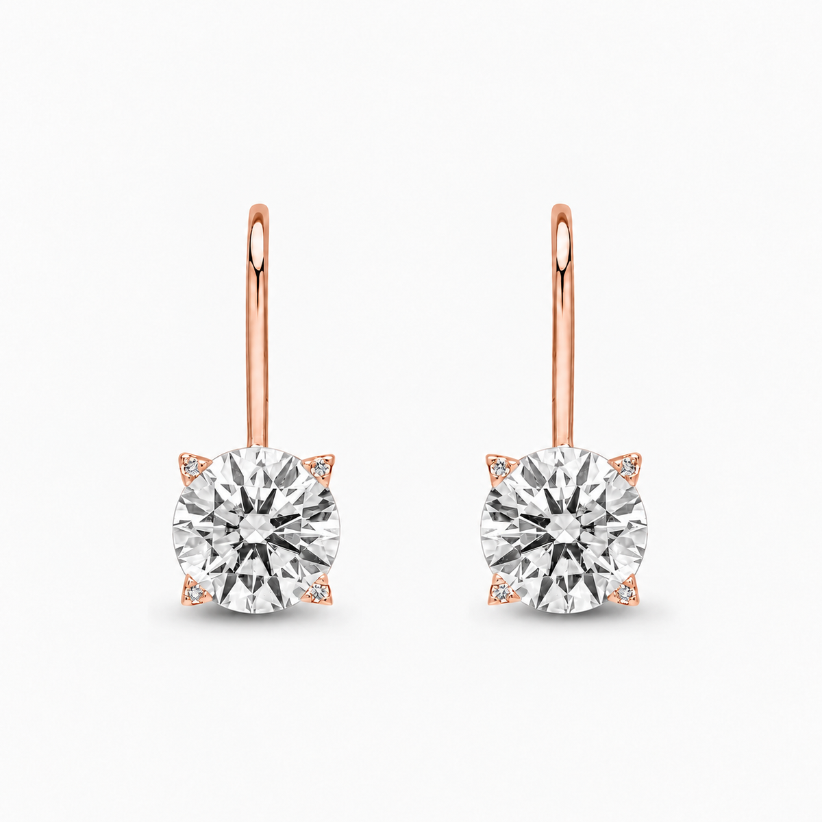 Soho Solitaire White Diamond Earrings 18k rose gold
