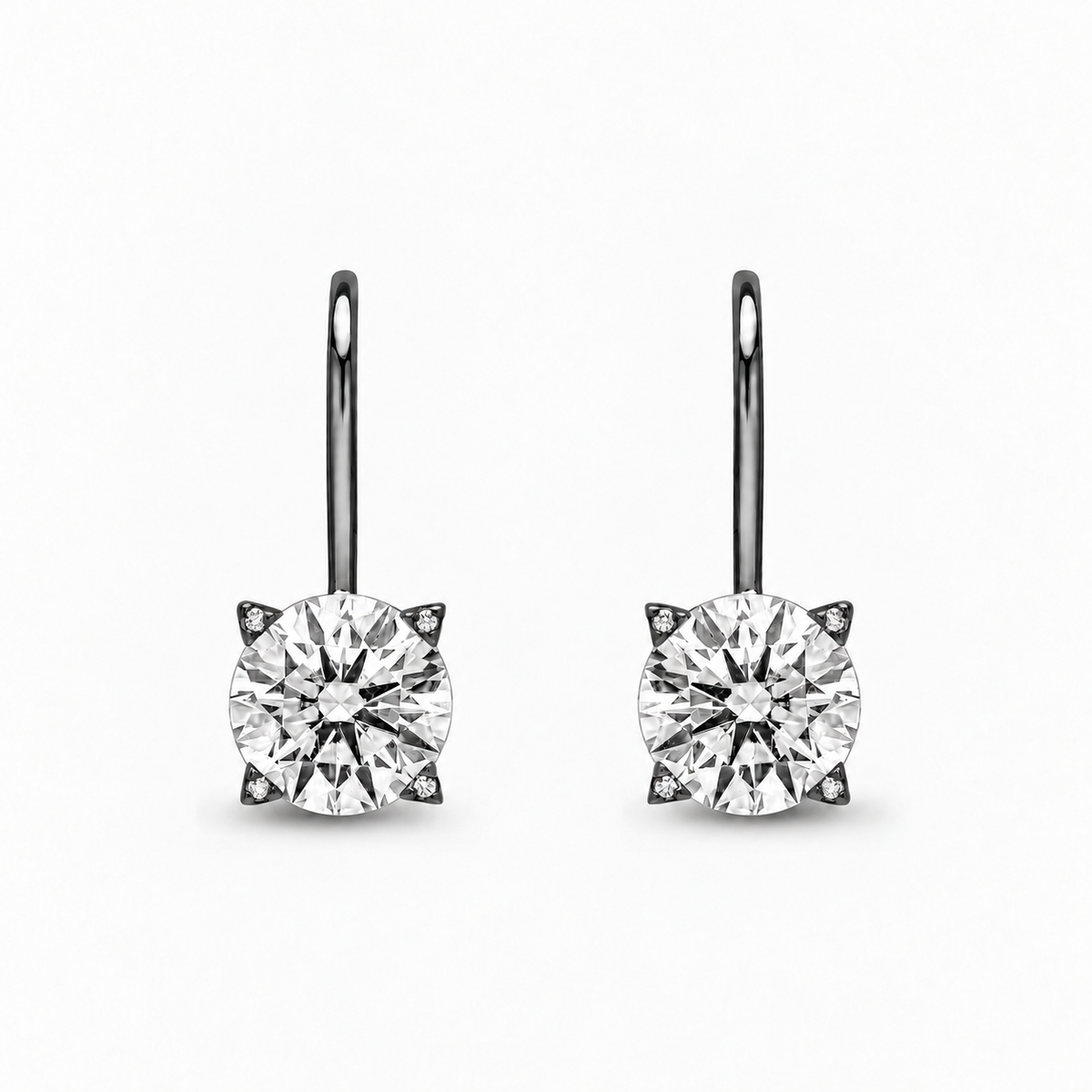Soho Solitaire White Diamond Earrings black
