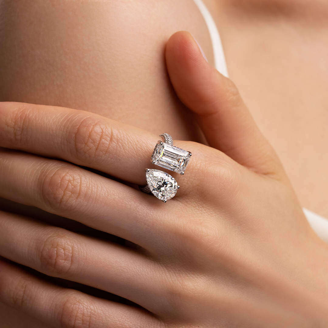 Pear and Emerald Cut Ring