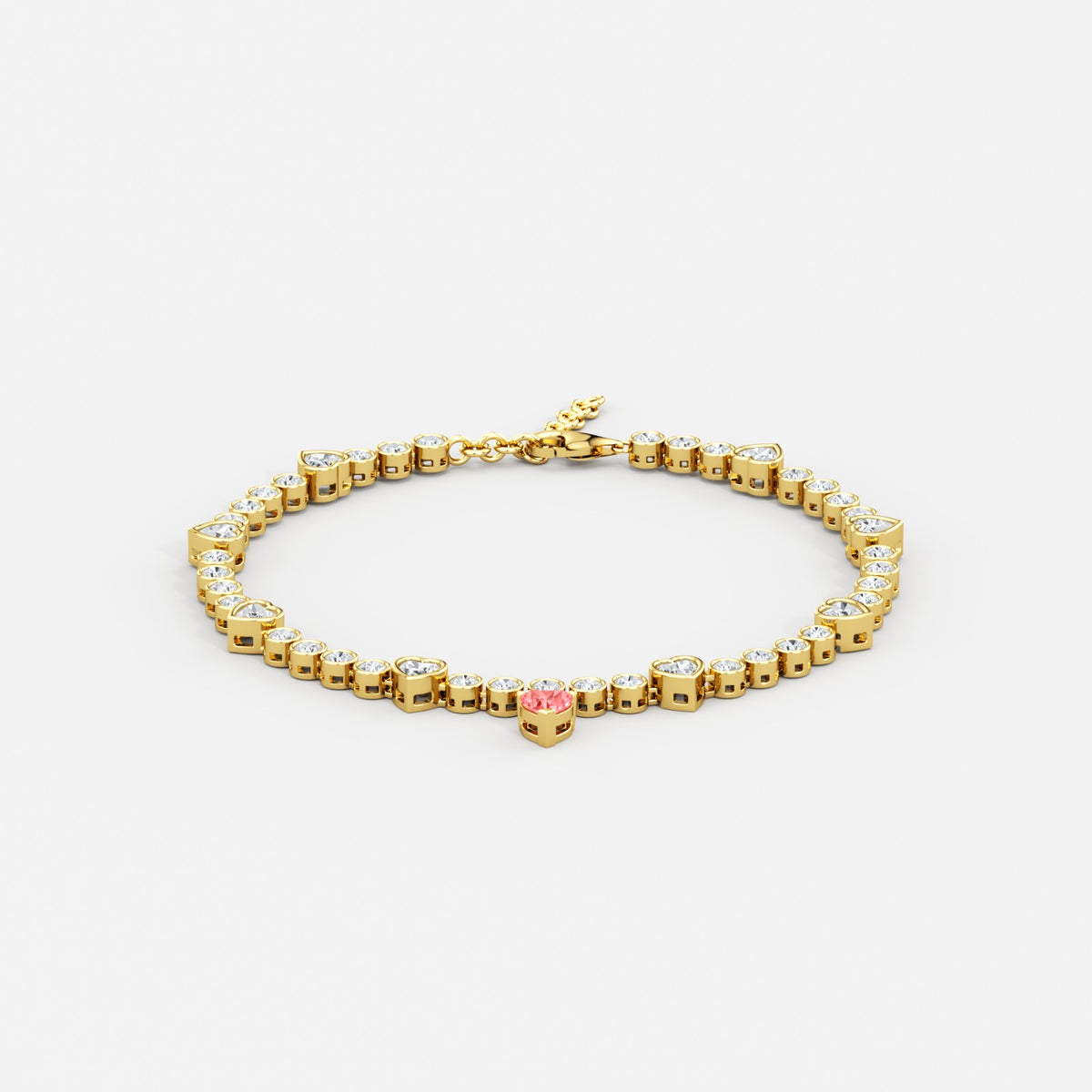 Pink Heart Drop Bezel Anklet