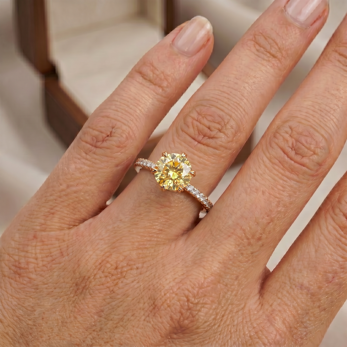Yellow Diamond Pave Ring With Hidden Halo 18k Yellow Gold