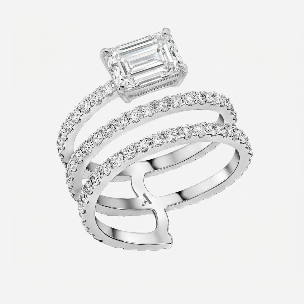 Emerald Cut Multi Row Ring