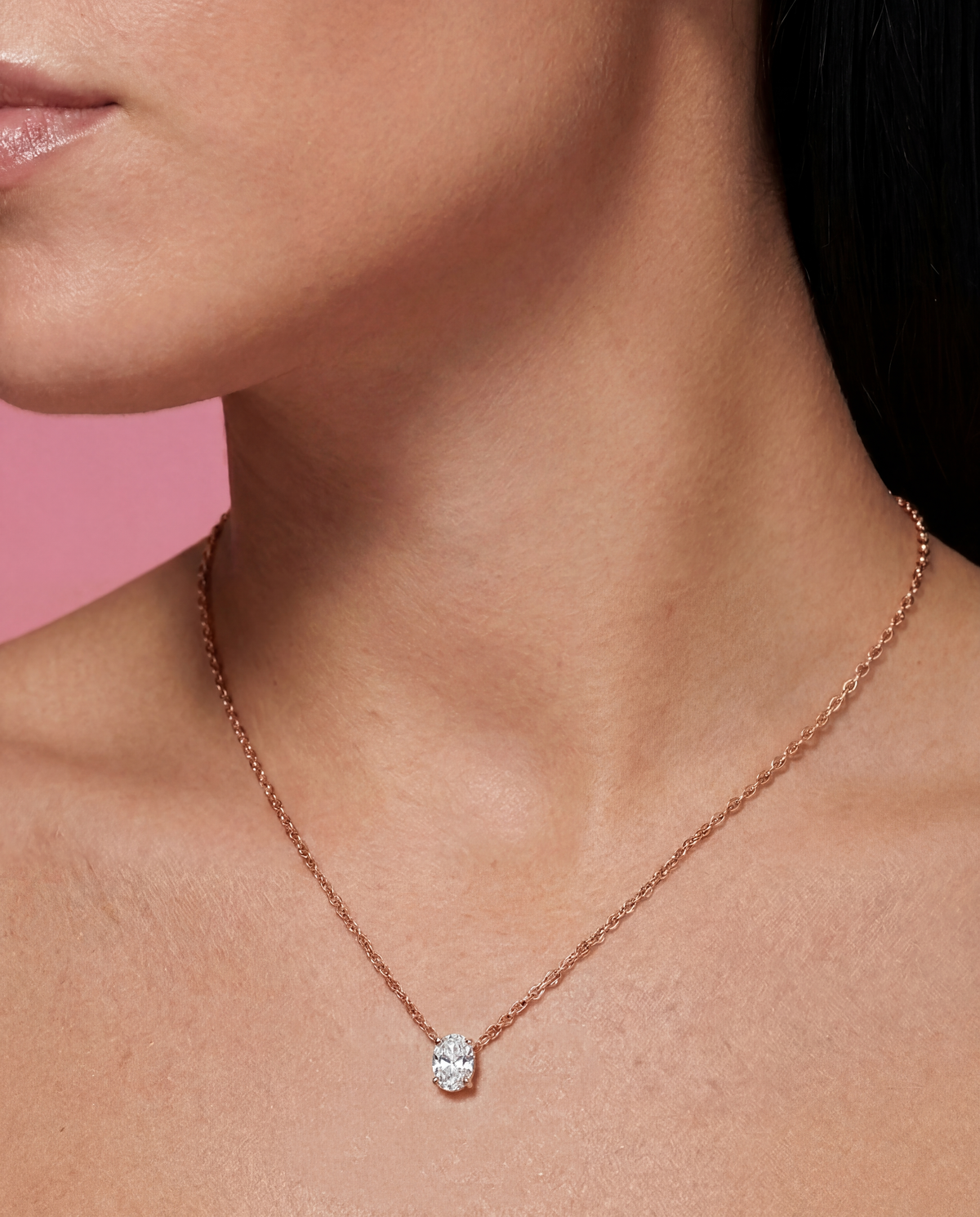 Oval Cut Pendant Rose Gold 5