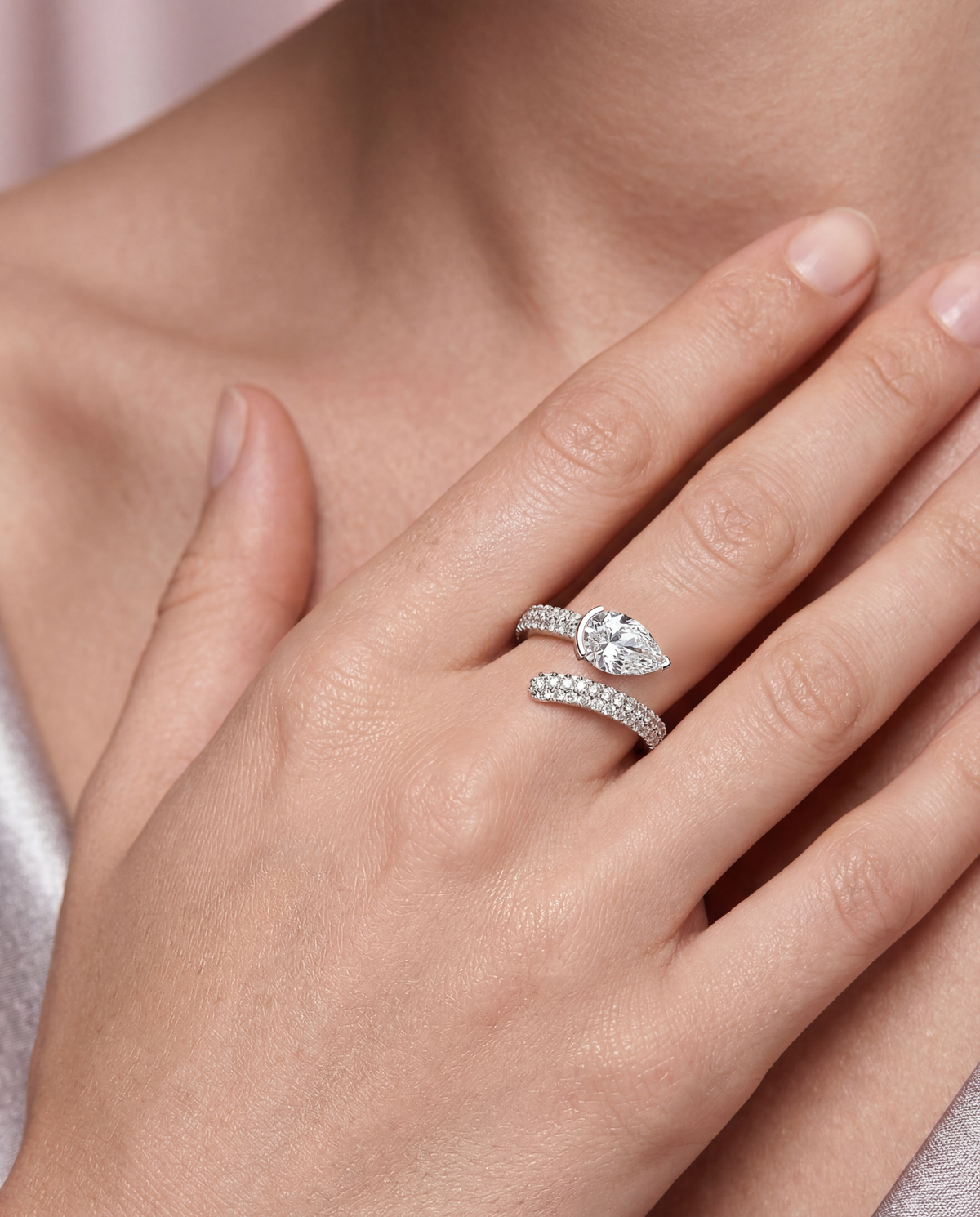 Pear Pink Diamond Pave Ring 139